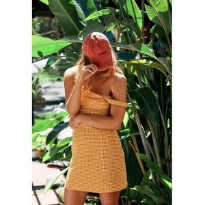 Free People Yellow Gingham Mini Dress